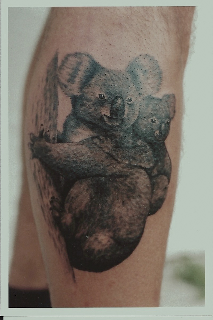 baby and mother koala tattoo