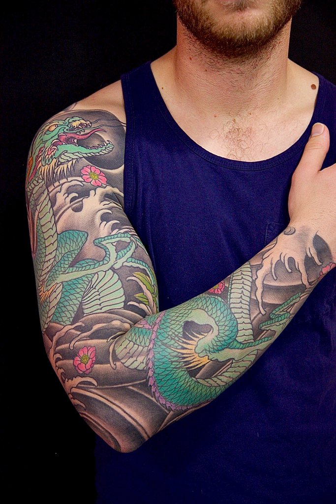 best full sleeve japanese dragon tattoo
