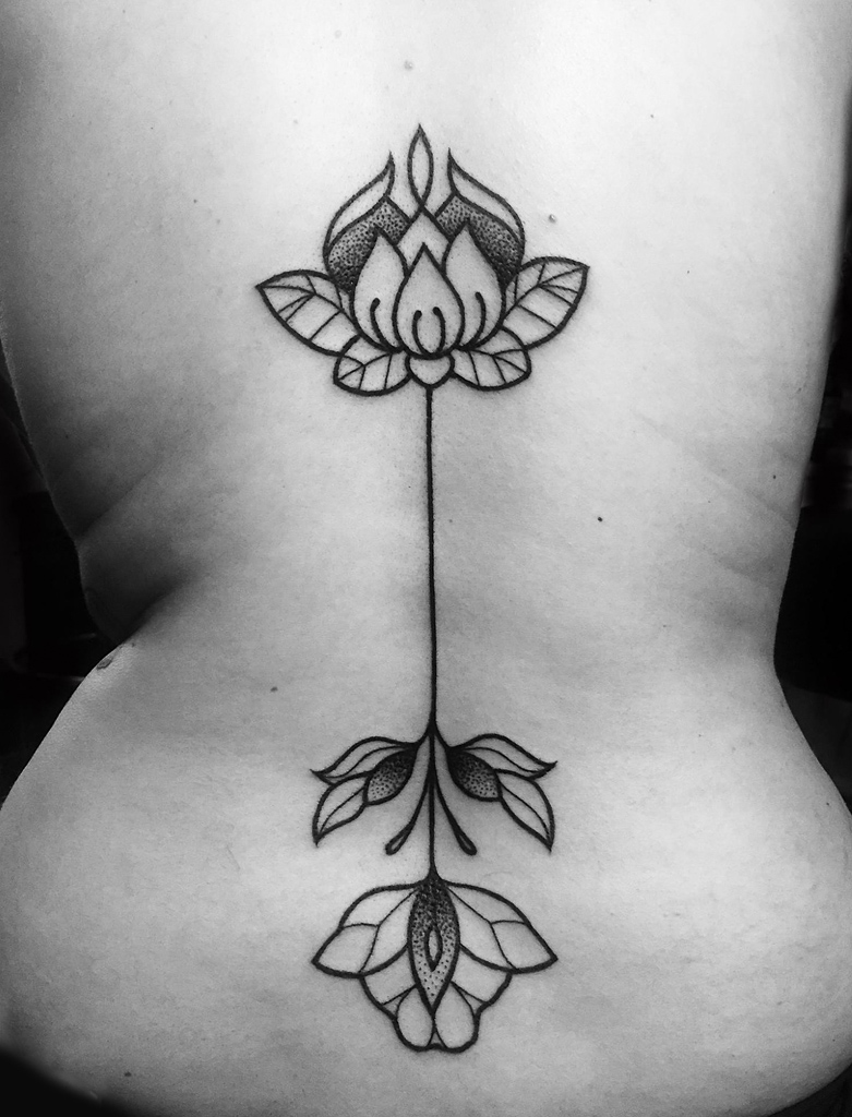 lotus flower back tattoo