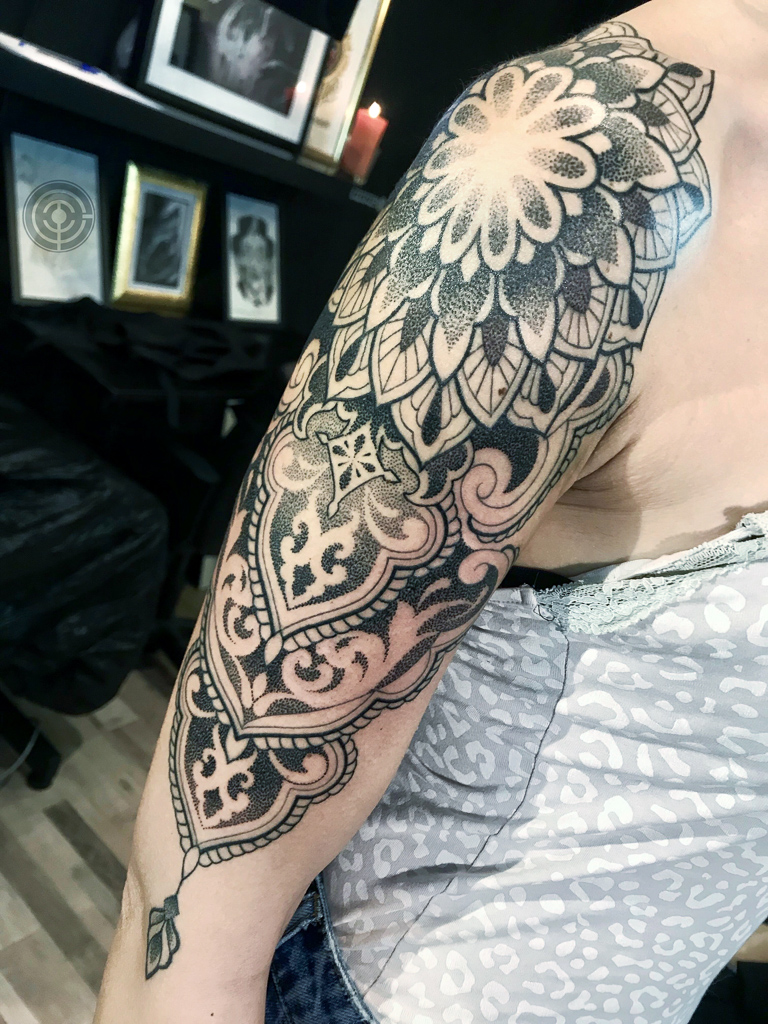 mandala half sleeve tattoo
